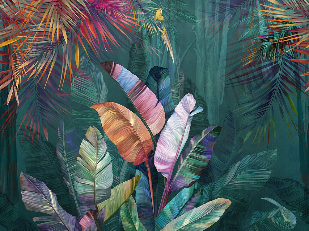 Torpikal Renkli Yapraklar 3D Duvar Kağıdı