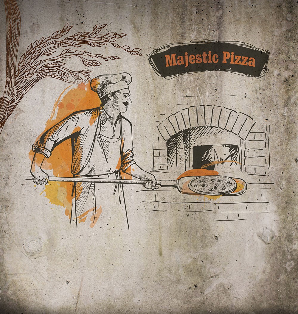 Pizza Salonu Duvar Kağıdı Baskı Görseli Tek Parça