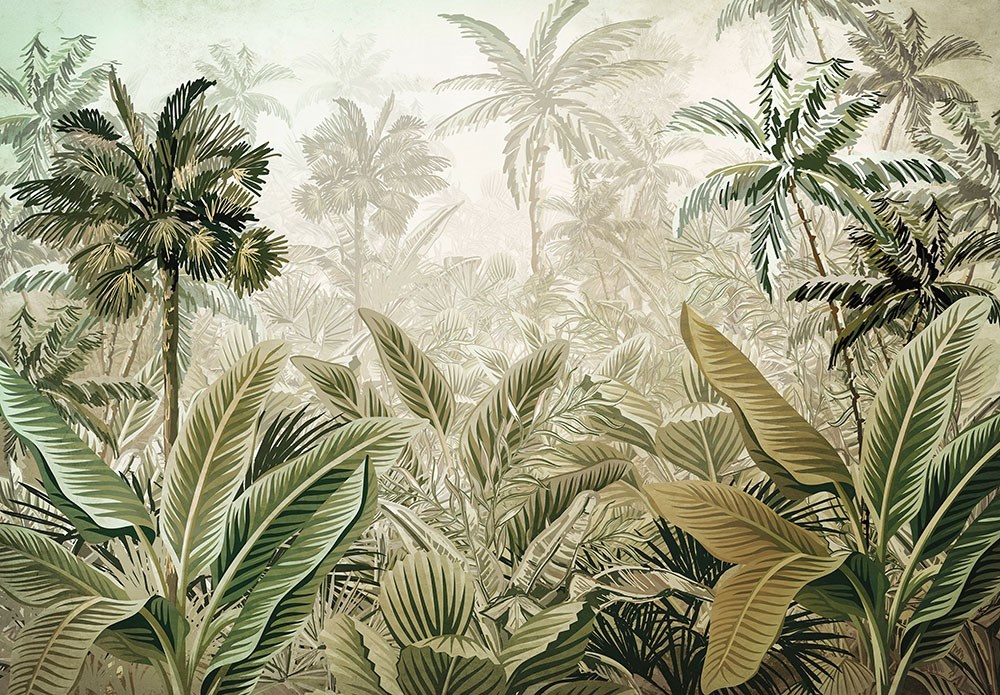 Tropikal Yapraklar 3D Duvar Kağıdı Görseli