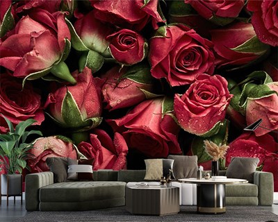 Çiçekçi Dükkanı Tomurcuk Gülleri 3D Duvar Kağıdı Görseli