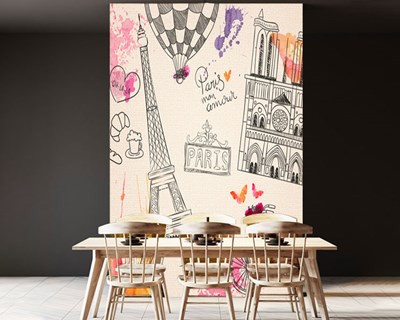 Cafe İçin Paris Temalı Duvar Kağıdı Görseli