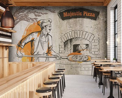 Pizza Salonu Duvar Kağıdı Baskı Görseli Tek Parça