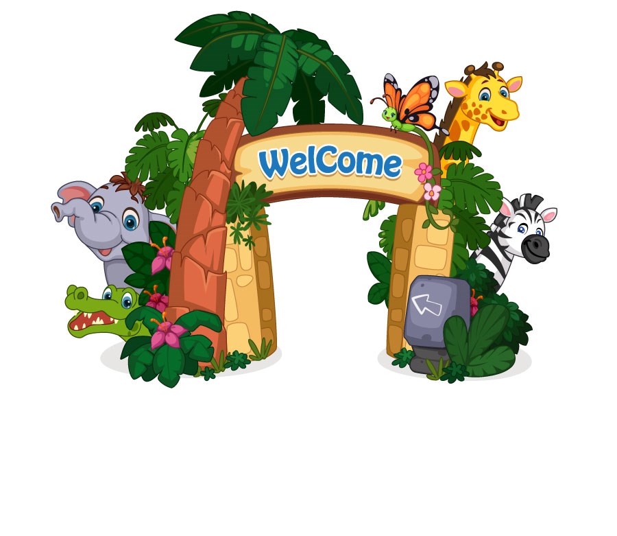 Welcome Tabela Yazılı Kamp Girişi Çocuk İçerikli Hayvanlı Duvar Kağıdı
