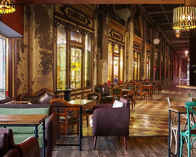 İtalyan Restoran Görünümlü 3D Cafe Duvar Kağıdı