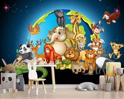 Dünya Resmi Dünya Hayvanları Gökyüzü Uzay Çocuk Duvar Kağıdı