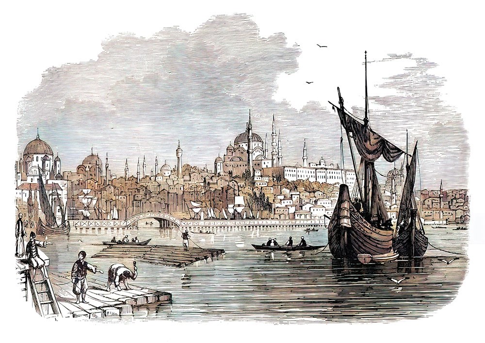 Osmanlı Ticari Gemileri Resimli 3D Duvar Kağıdı