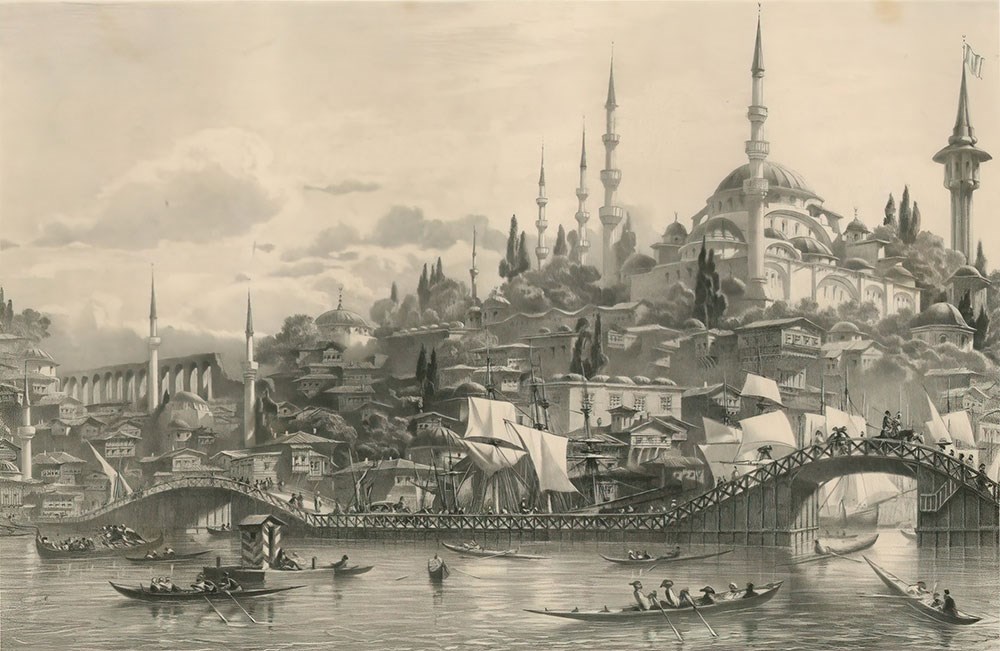 Nostaljik Resim Şeklinde Eski Sultanahmet Cami Duvar Kağıdı 3D