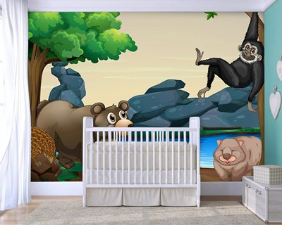 Hayvanlı Bebek Odası Duvar Kağıdı