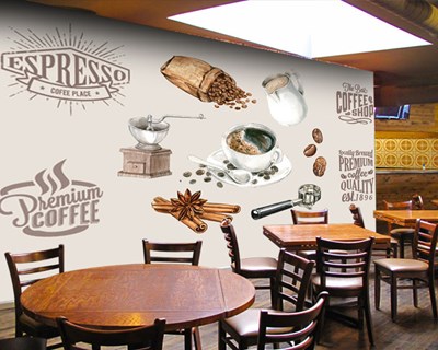 Kahve Salonu Tasarım Duvar Kağıdı