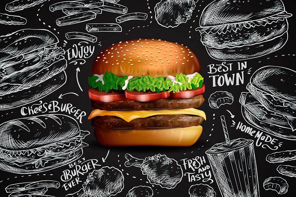 Cheese Burger Hamburger Cafe Duvar Kağıdı