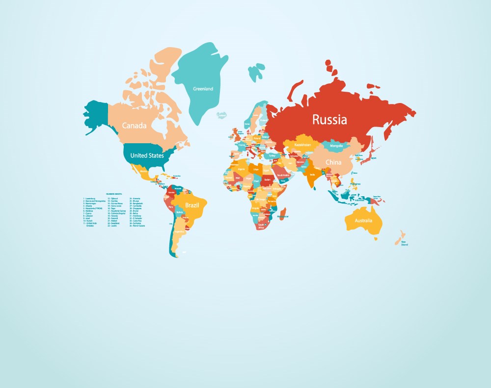 Renkli Dünya Haritası Çocuk Odası Duvar Kağıdı 