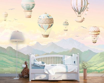 Küçük Uçan Balonlar Bebek Odası Duvar Kağıdı 