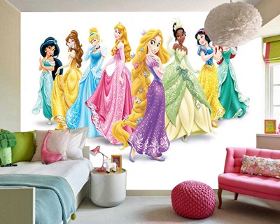 Beyaz Zeminde Disney Prensesleri Duvar Posteri