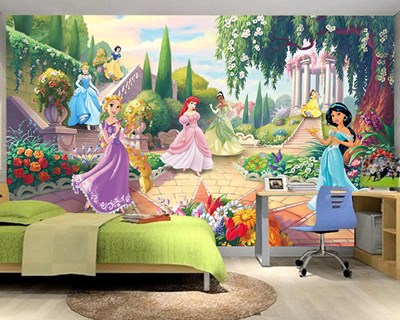 Şato Bahçesinde Prensesler Duvar Kağıdı 3D