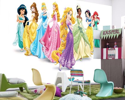 Beyaz Zeminde Disney Prensesleri Duvar Posteri