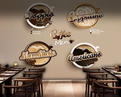 Cappuccino kahve Çeşitleri Resimli 3D Duvar Kağıdı