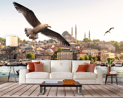 İstanbul Manzaralı 3 Boyutlu Duvar Kağıdı 