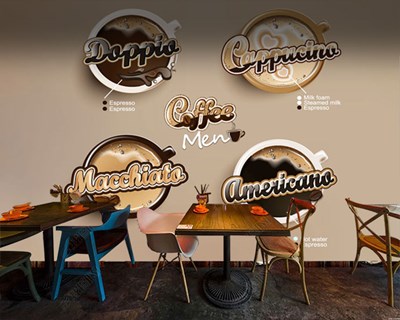 Cappuccino kahve Çeşitleri Resimli 3D Duvar Kağıdı