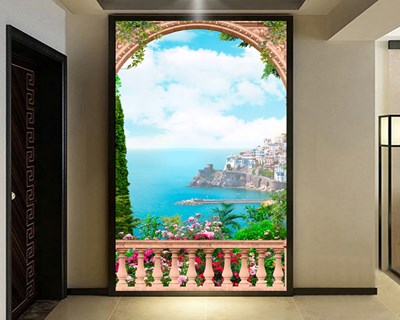 Balkon Manzaralı Duvar Kağıdı 3D