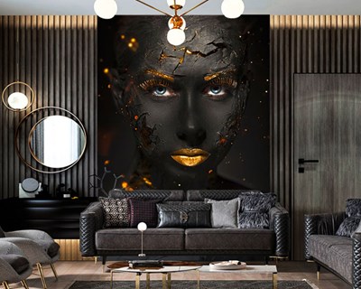 Kuaför Salonu Siyah Kadın Duvar Kağıdı 3D