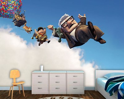 Yukarı Bak Animasyon Filmi Resimli Çocuk Odası Duvar Kağıdı 3D