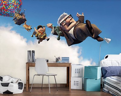 Yukarı Bak Animasyon Filmi Resimli Çocuk Odası Duvar Kağıdı 3D