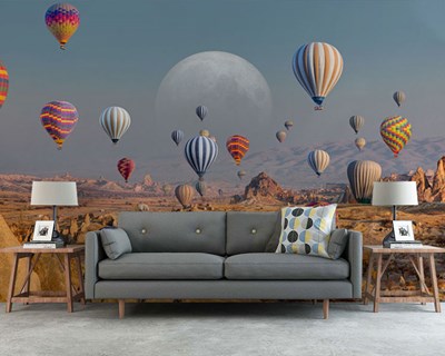 Kapadokya' da Uçan Balonlar 3D Duvar Kağıdı Görseli