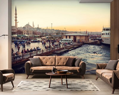 İstanbul Cami Manzaralı 3D Duvar Kağıdı 