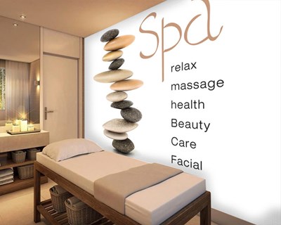 Doğal Taşlar Resimli Spa Masajı Duvar Kağıdı