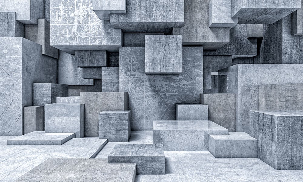 Betondan Kübik Duvar Tasarımı 3D Duvar Kağıdı