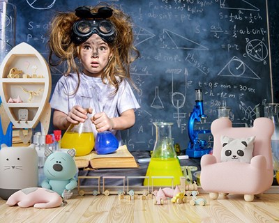 3D Laboratuvar Deneyi Yapan Kız Duvar Kağıdı