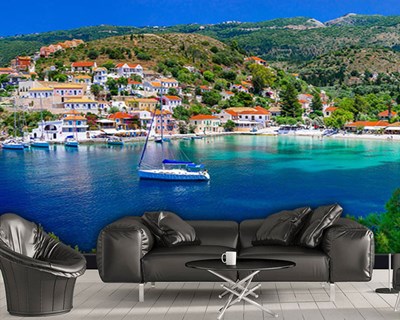 Turistik Ada Liman 3D Duvar Kağıdı 