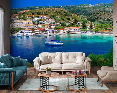 Turistik Ada Liman 3D Duvar Kağıdı 