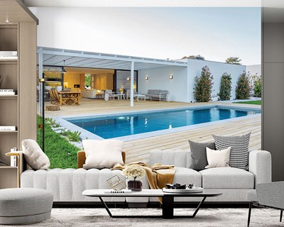 Havuzlu Villa Resimli 3D Duvar Kağıdı Örnekleri