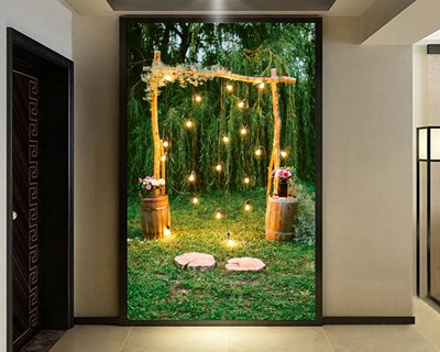 3D Işıklı Salıncak Bahçe Duvar Kağıdı 