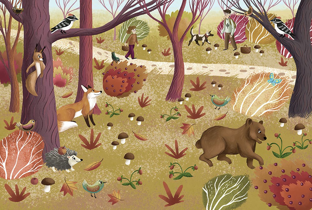 Ormanda Mutlu Hayvanlar Duvar Kağıdı Modeli