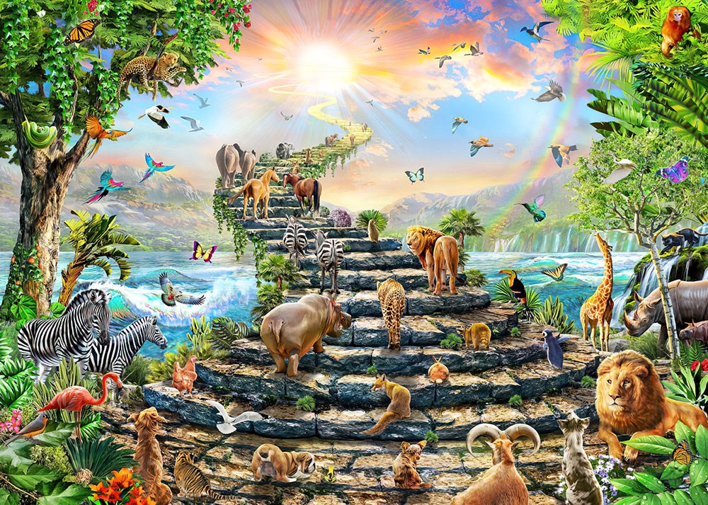 Gökyüzüne Yürüyen Orman Hayvanları Fantastik Safari Duvar Kağıdı 3D