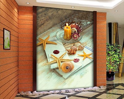 Deniz Yıldızı ve Salyangoz 3D Romantik Duvar Kağıdı Baskı Görseli