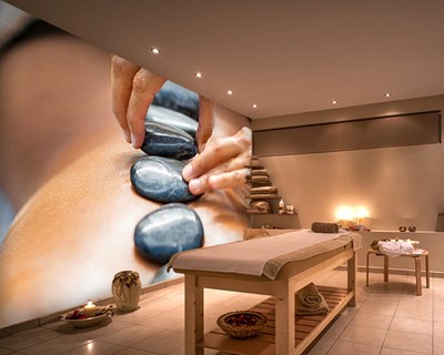 Masaj Taşları Resimli 3D Spa Duvar Kağıdı Baskı Görseli