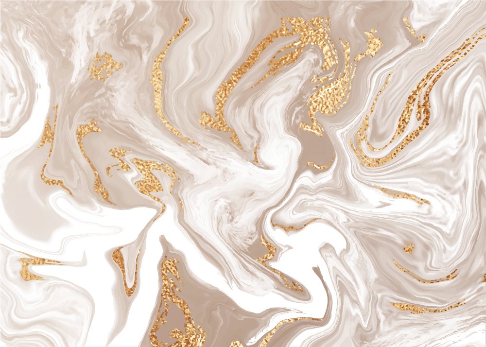 Krem Rengi ve Altın Tonlarda Doğal Taş Duvar Kağıdı 3D