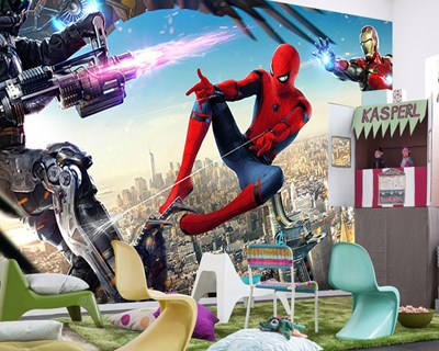 3D Spiderman Ve İronman Duvar Kağıdı