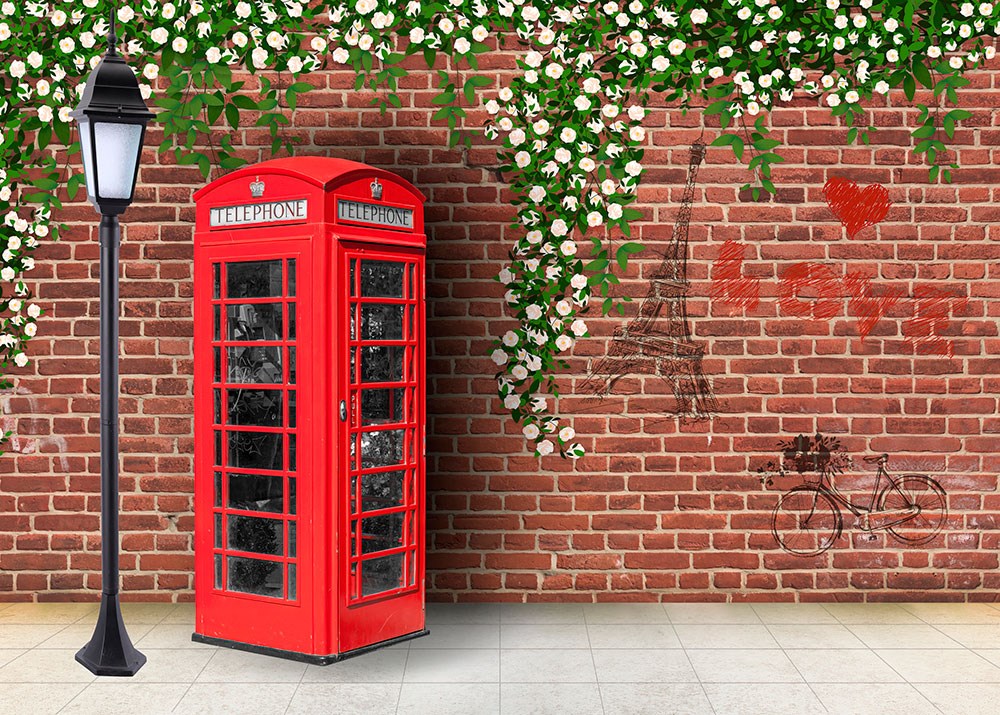 3 Boyutlu İngiliz Telefon Kulübesi Duvar Kağıdı