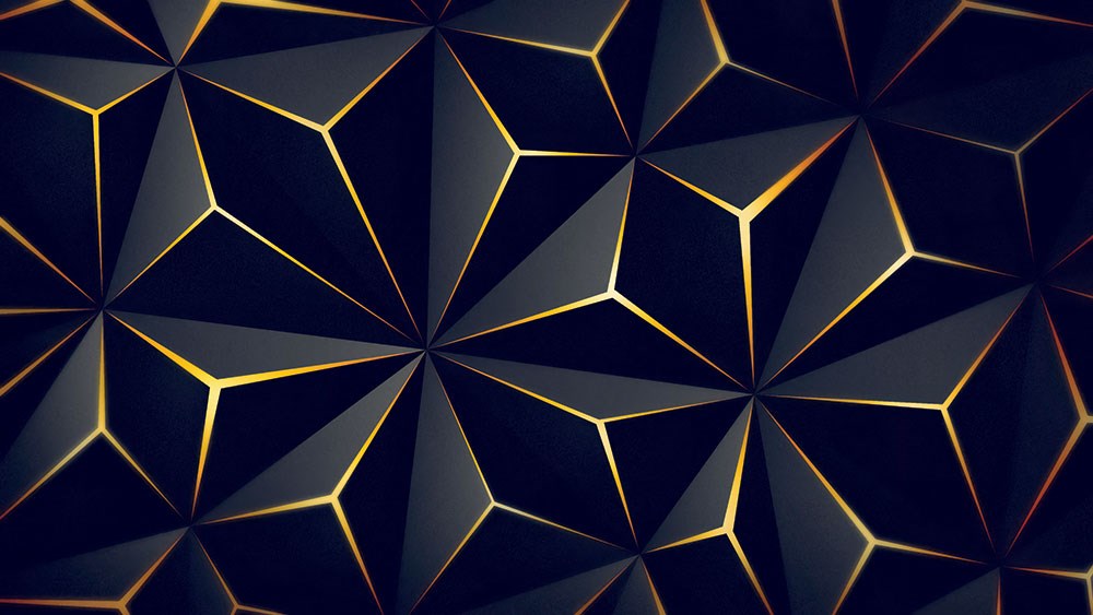 Siyah Zemin Altın Kontörlü Geometrik 3 Boyutlu Duvar Kağıdı
