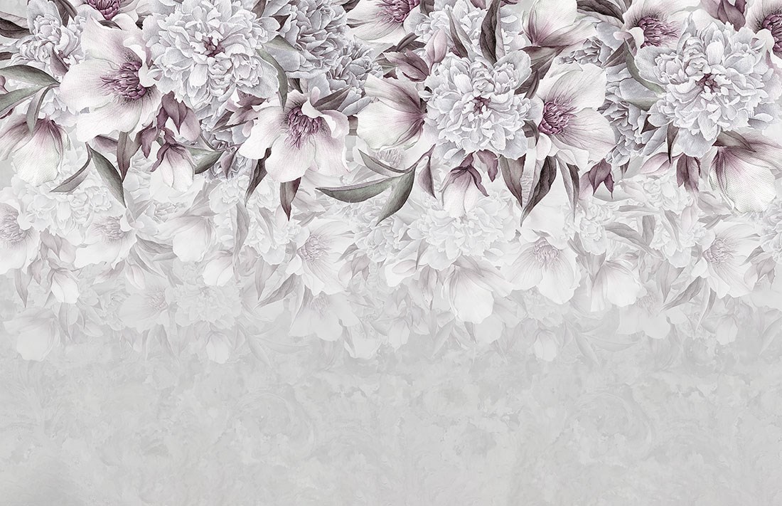 Pembe Beyaz Zambak Çiçekleri Oturma Salonu Duvar Kağıdı