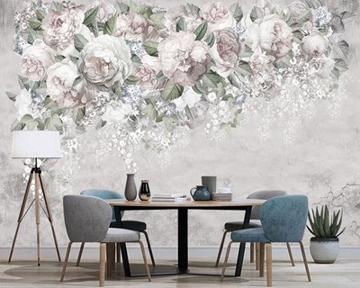Soft Renklerde Gelinlik Çiçeği Zarif Sade Oturma Odası Duvar Kağıdı 3D