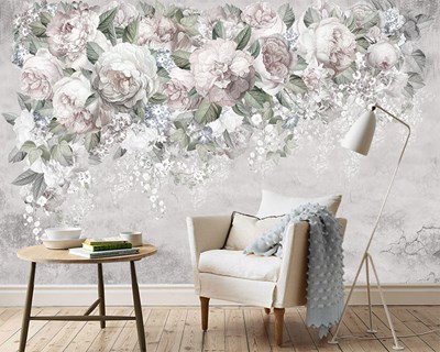 Soft Renklerde Gelinlik Çiçeği Zarif Sade Oturma Odası Duvar Kağıdı 3D