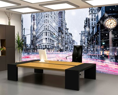 Emlak Ofisi Bina Resimli 3D Duvar Kağıdı Modeli