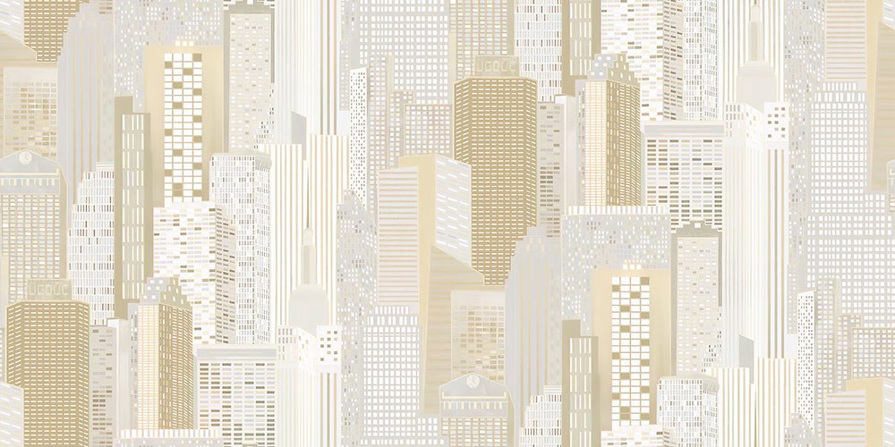 Soyut Binalar Görünümlü Şehir Manzaralı Duvar Kağıdı Modeli