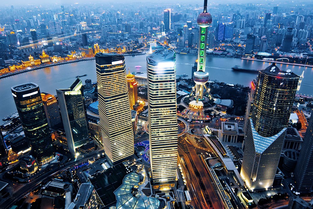 3D Shanghai Manzaralı Duvar Kağıdı