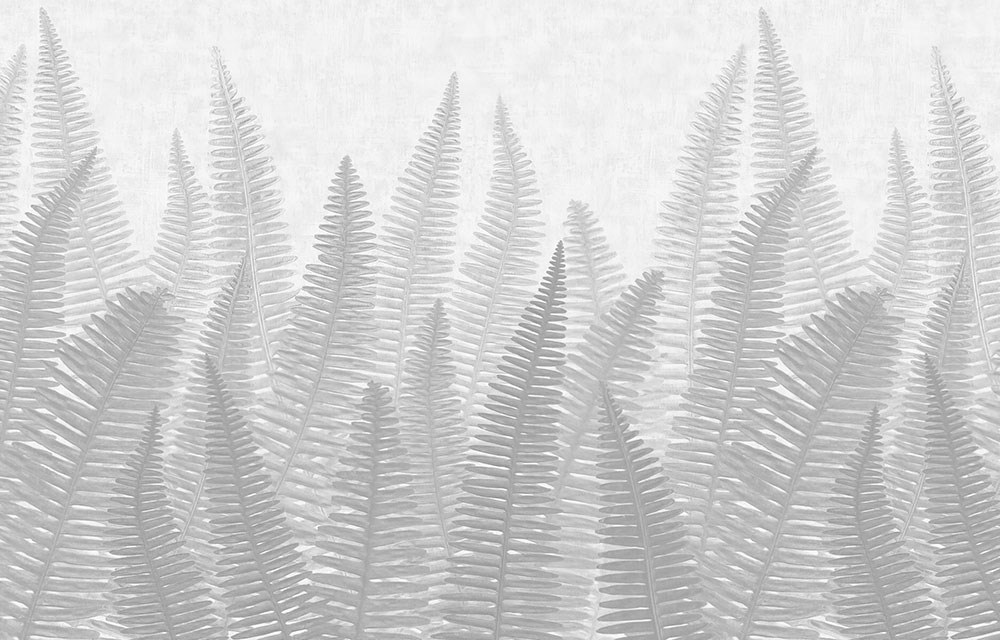 Sivri Çam Yaprakları Desenli Gri Tonlarda Oturma Odası Duvar Kağıdı